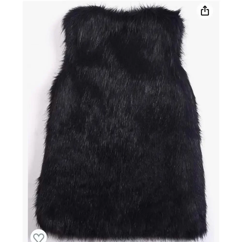 NWT Youhan Women's Faux Fur Vest Coat Sleeveless Jacket size xs